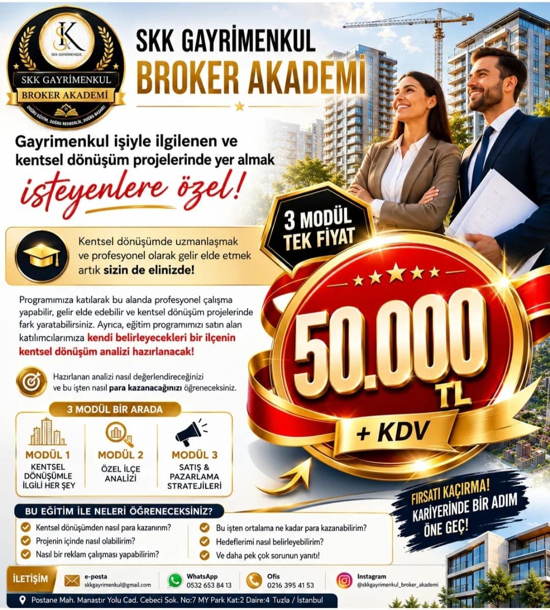 Kentsel Dönüşüm, Bölge Analizi ve Gayrimenkul Pazarlama Eğitimi Sertifikası